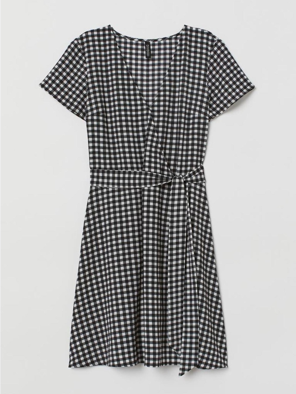 H&M Divided Black and White Gingham Print Wrap Dress